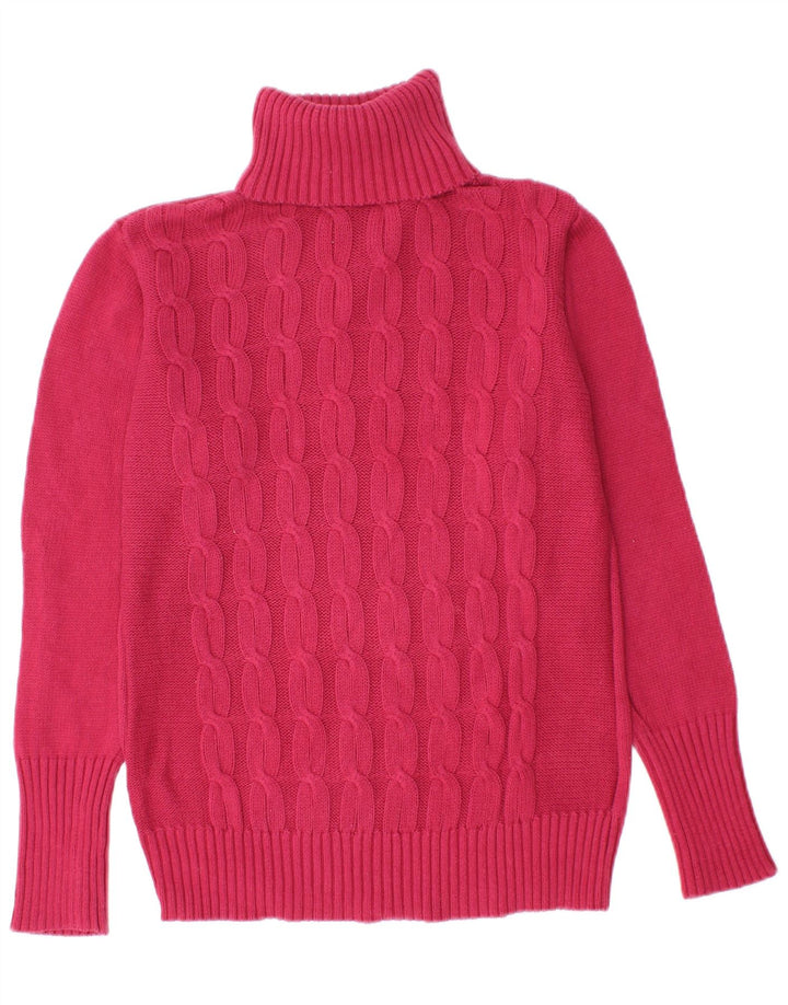 VINTAGE Womens Roll Neck Jumper Sweater UK 14 Medium Pink