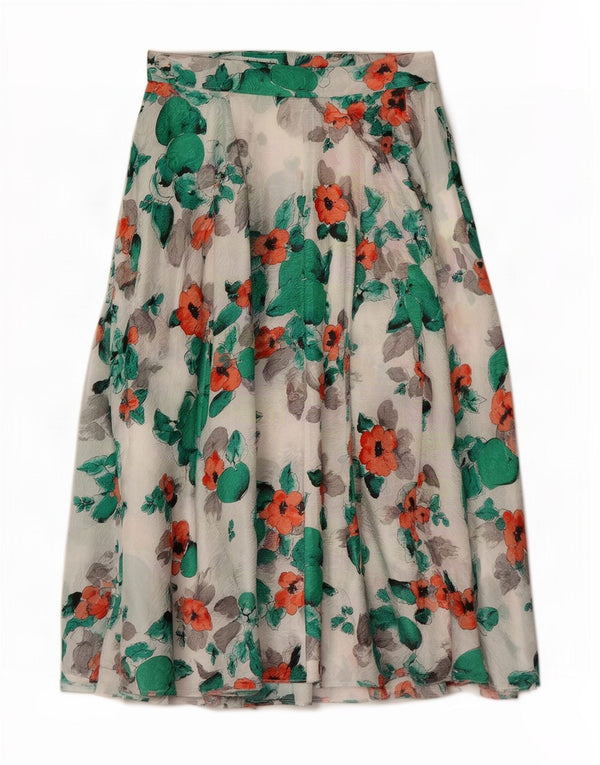 Madeleine Womens High Waist Flared Skirt IT 42 Medium W30 White Floral