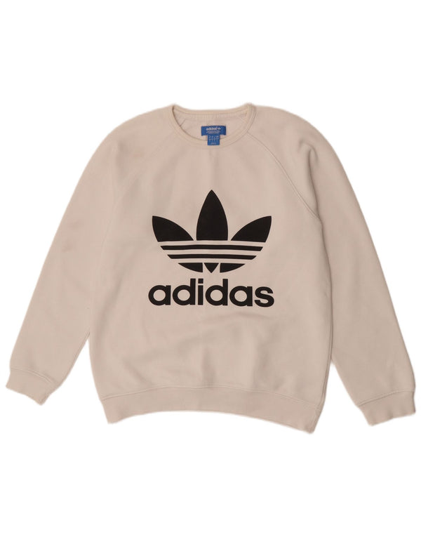 Adidas Mens Graphic Sweatshirt Jumper Small White Cotton Sports