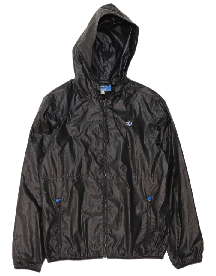 Adidas Mens Hooded Rain Jacket UK 38 Medium Black Polyester