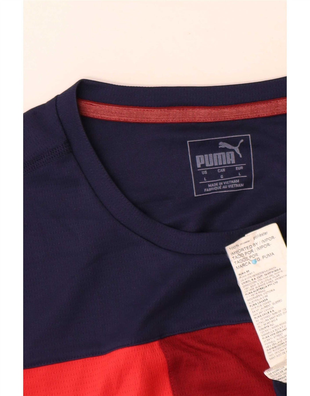 Puma Herren T-Shirt Top Large Marineblau Colourblock Polyester