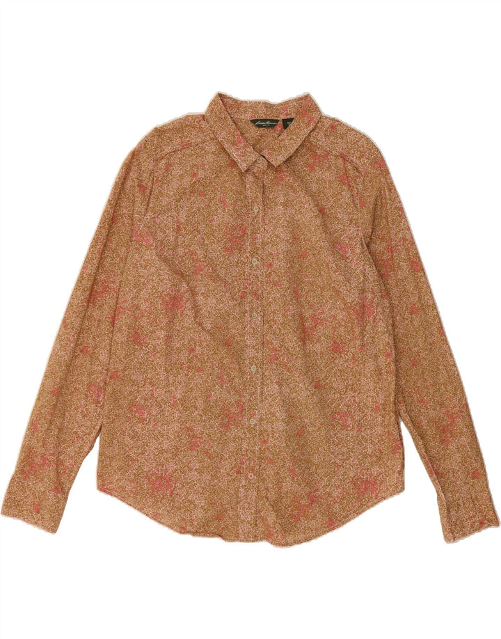 EDDIE BAUER Womens Abstract Pattern Shirt UK 18 XL Brown Cotton Vintage Eddie Bauer and Second-Hand Eddie Bauer from Messina Hembry 