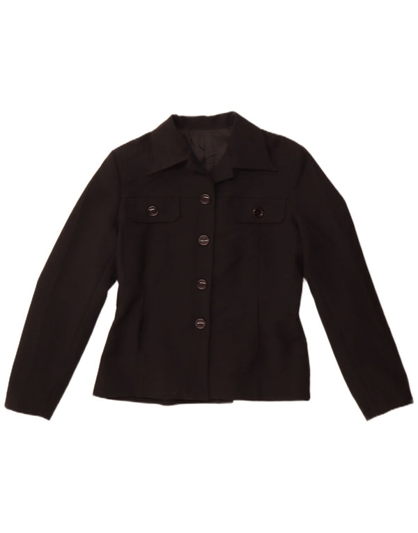 Vintage Womens 4 Button Blazer Jacket IT 44 Medium Black Polyester