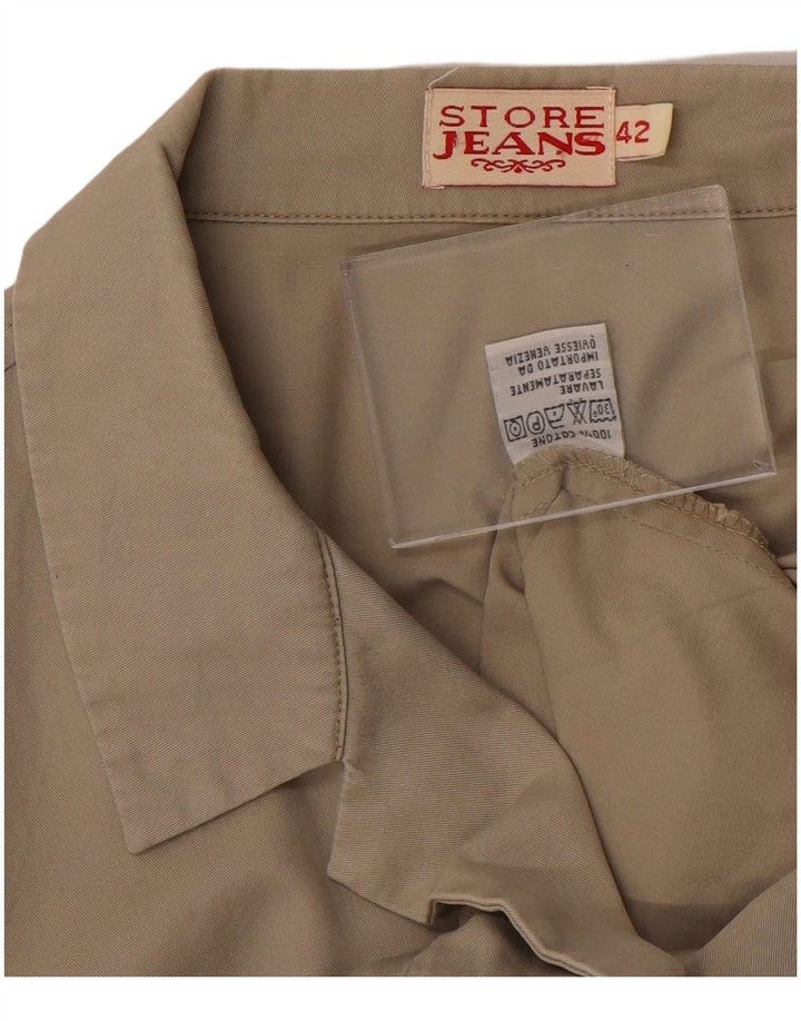 VINTAGE Womens Utility Jacket IT 42 Medium Beige Cotton