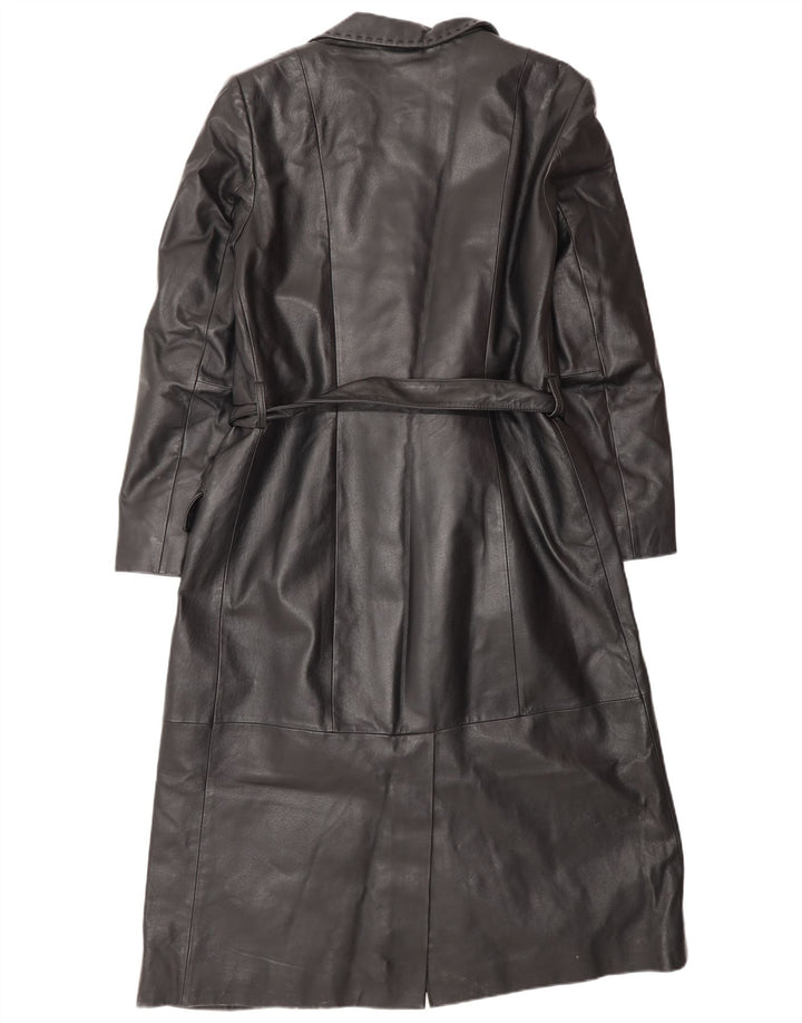 Conbipel Womens Leather Coat IT 44 Medium Black Leather