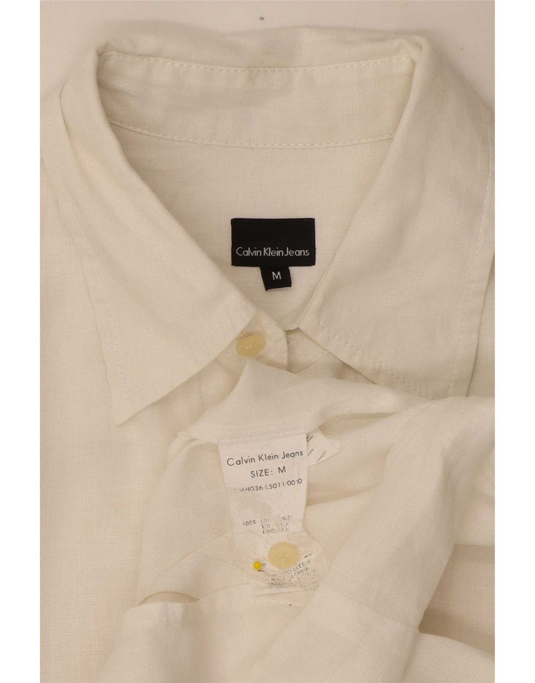 Calvin Klein Jeans Mens Shirt Medium White Linen