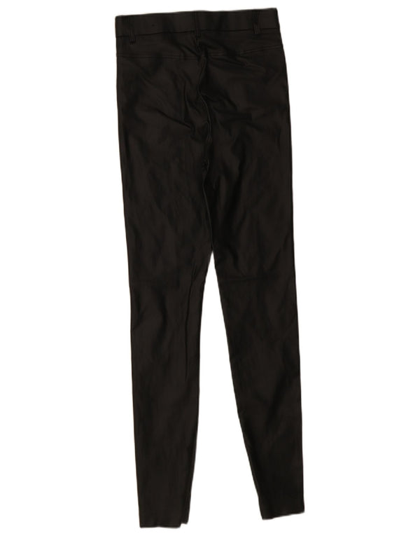 Zara Womens Skinny Faux Leather Trousers Small W26 L29 Black Polyester