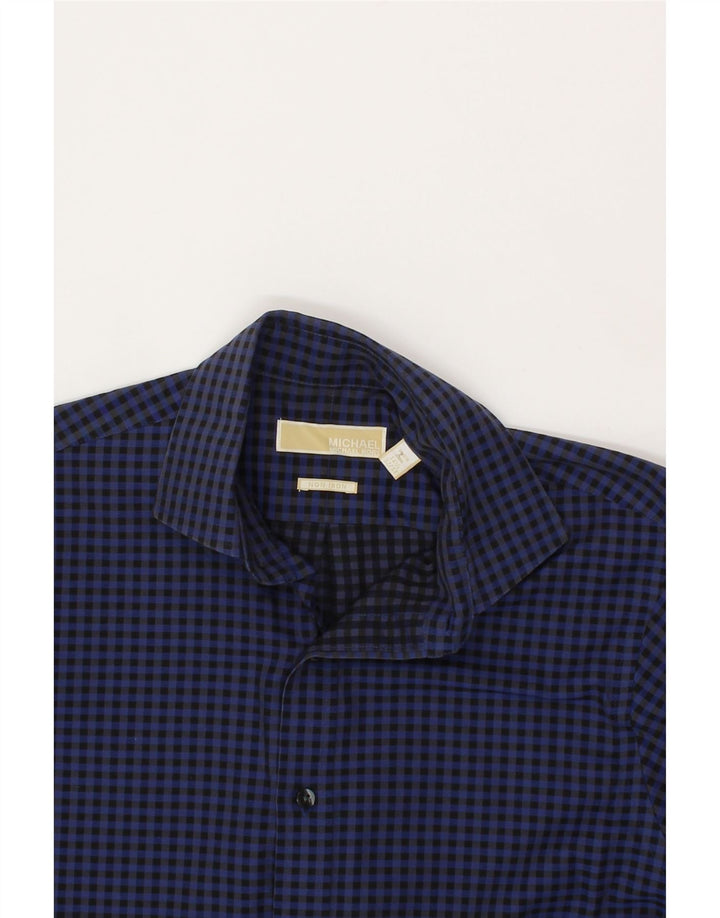 MICHAEL KORS Mens Shirt Size 14 1/2 Small Navy Blue Gingham Cotton Vintage Michael Kors and Second-Hand Michael Kors from Messina Hembry 