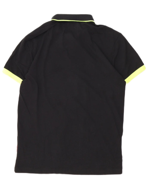 Americanino Mens Polo Shirt Large Black Colourblock Cotton