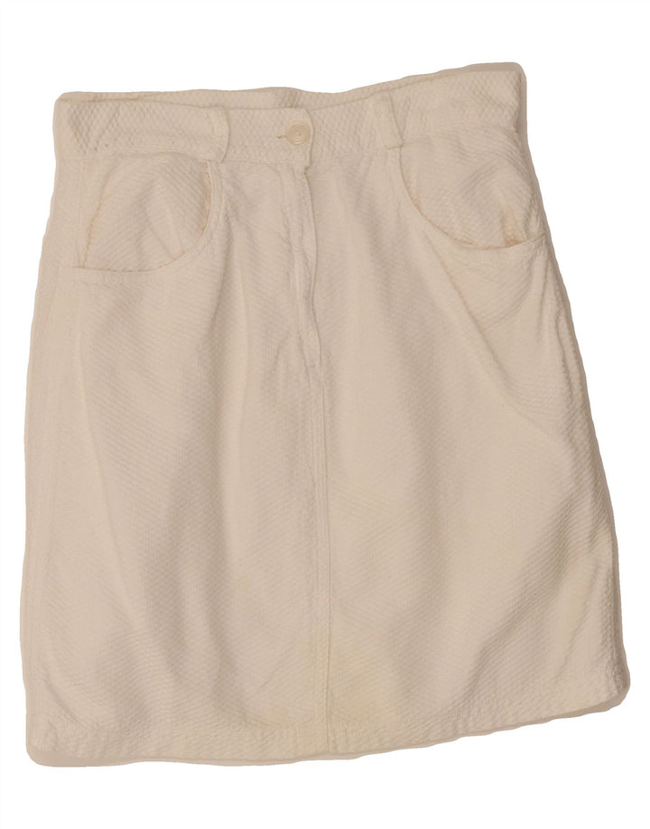 VINTAGE Womens A-Line Skirt W26 Small Beige Vintage Vintage and Second-Hand Vintage from Messina Hembry 