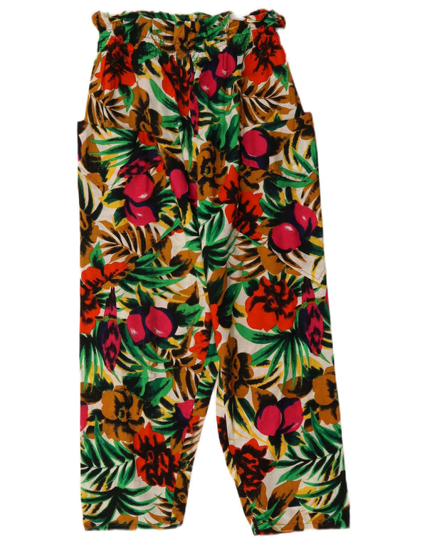 Vintage Womens High Waist Cropped Trousers W26 L23 Multicoloured Floral