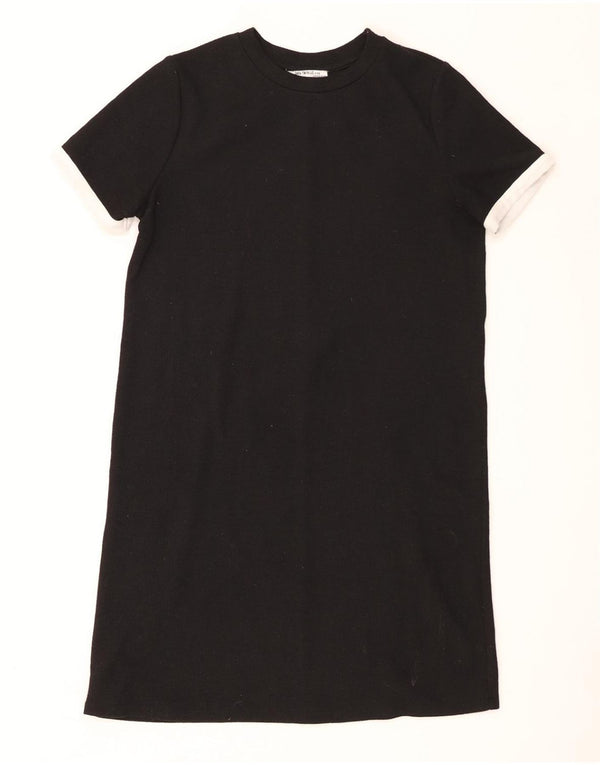 Zara Damen Trafaluc T-Shirt-Kleid UK 10 Small Schwarz Colourblock