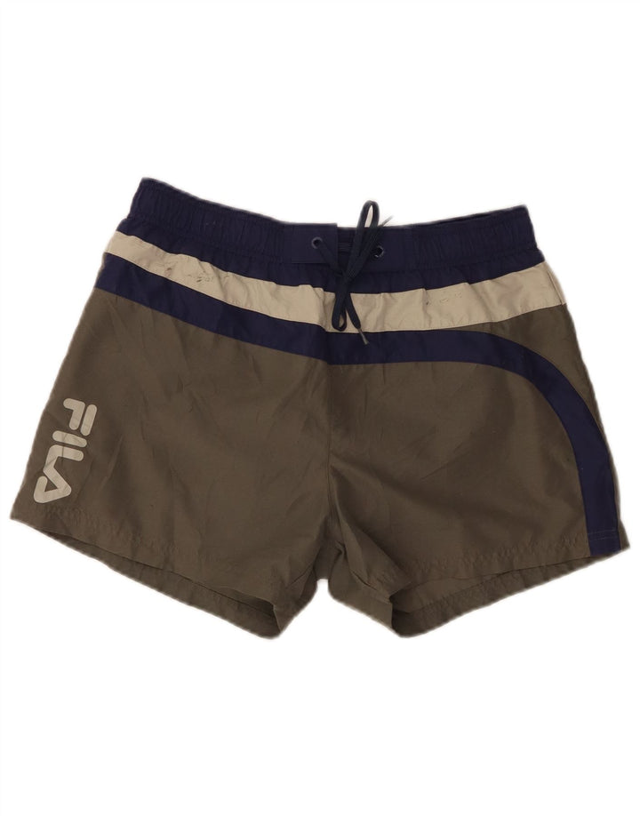 Fila Herren-Badeshorts mit Grafik, Größe S, Grau, Farbblock-Polyester