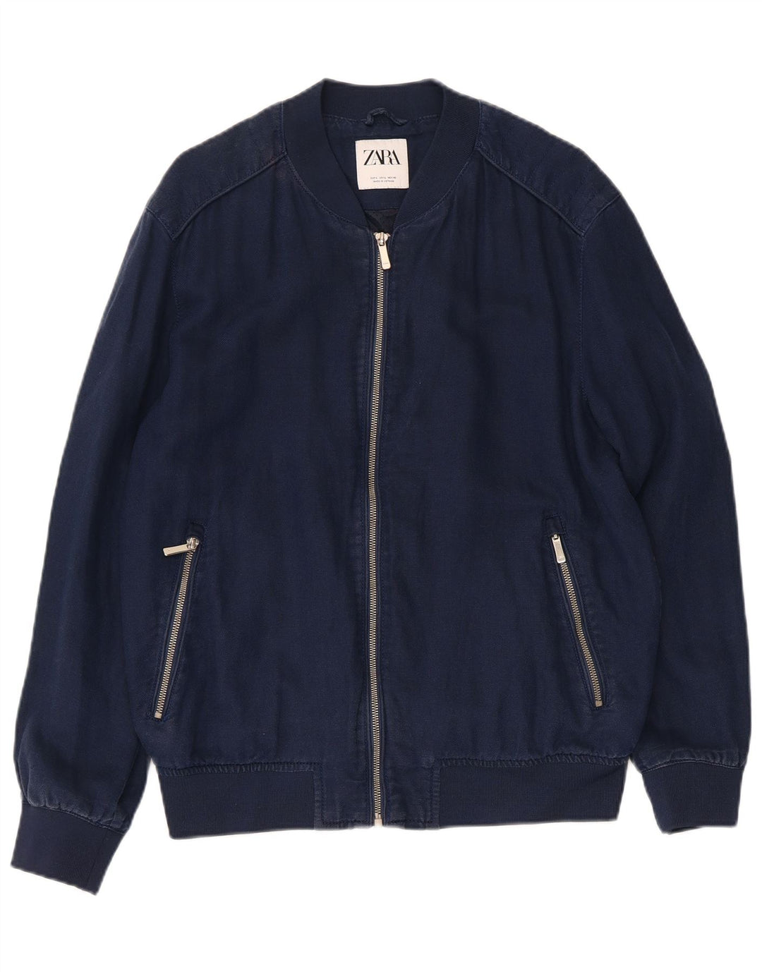 Ανδρικό μπουφάν ZARA Bomber UK 40 Large Navy Blue Polyester