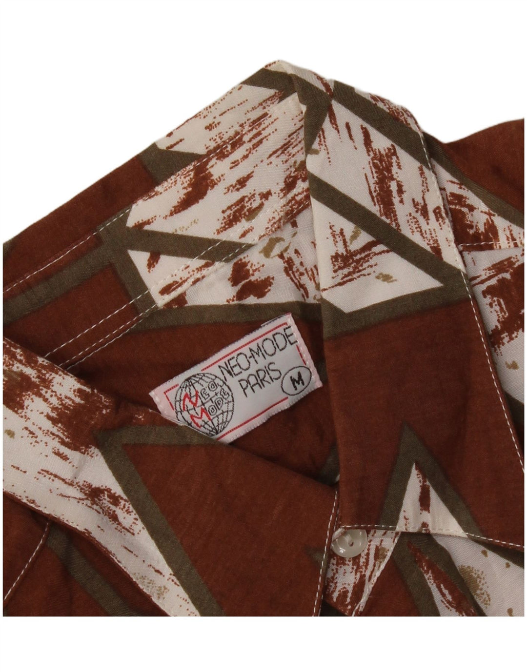 Vintage Herrenhemd mittelbraun geometrisch