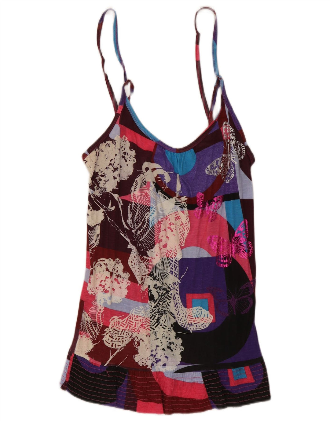 Desigual Womens Graphic Cami Top UK 12 Farfalla media multicolore