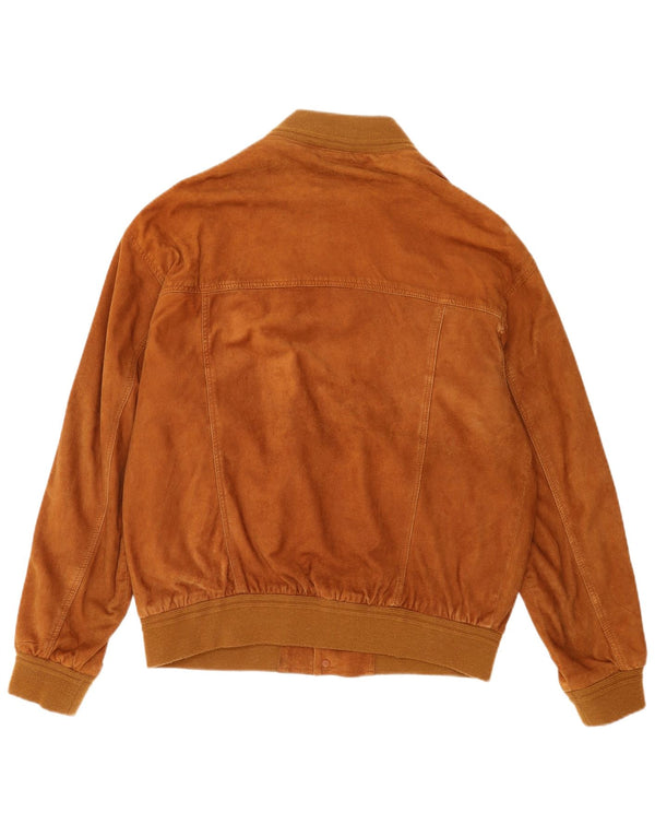 Vintage Ανδρικό Suede Bomber Jacket UK 40 Large Brown Δερμάτινο