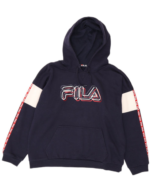 Fila feminino gráfico oversized moletom com capuz UK 18 XL azul marinho colorblock