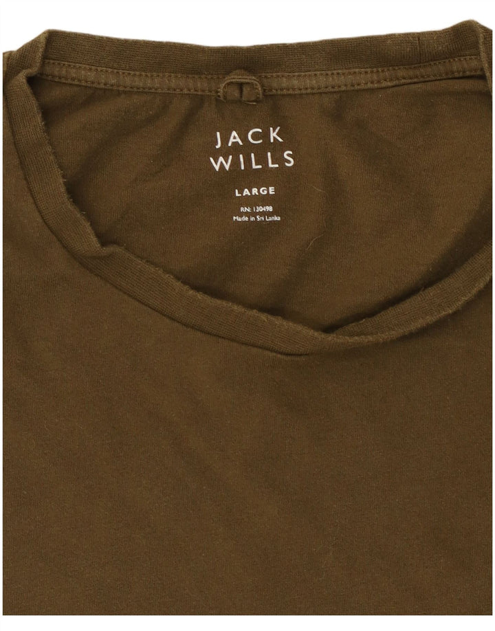 Jack Wills Mens T-Shirt Top Large Khaki Cotton