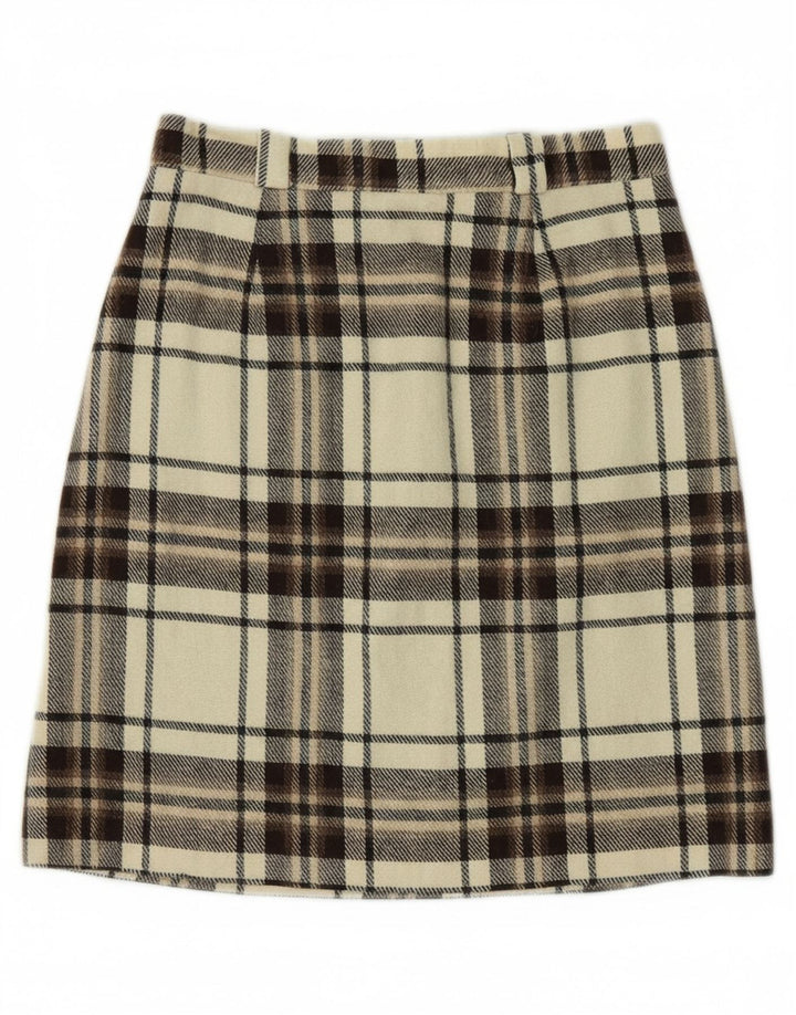 VINTAGE Womens Mini Skirt W28 Medium  Off White Plaid Vintage Vintage and Second-Hand Vintage from Messina Hembry 