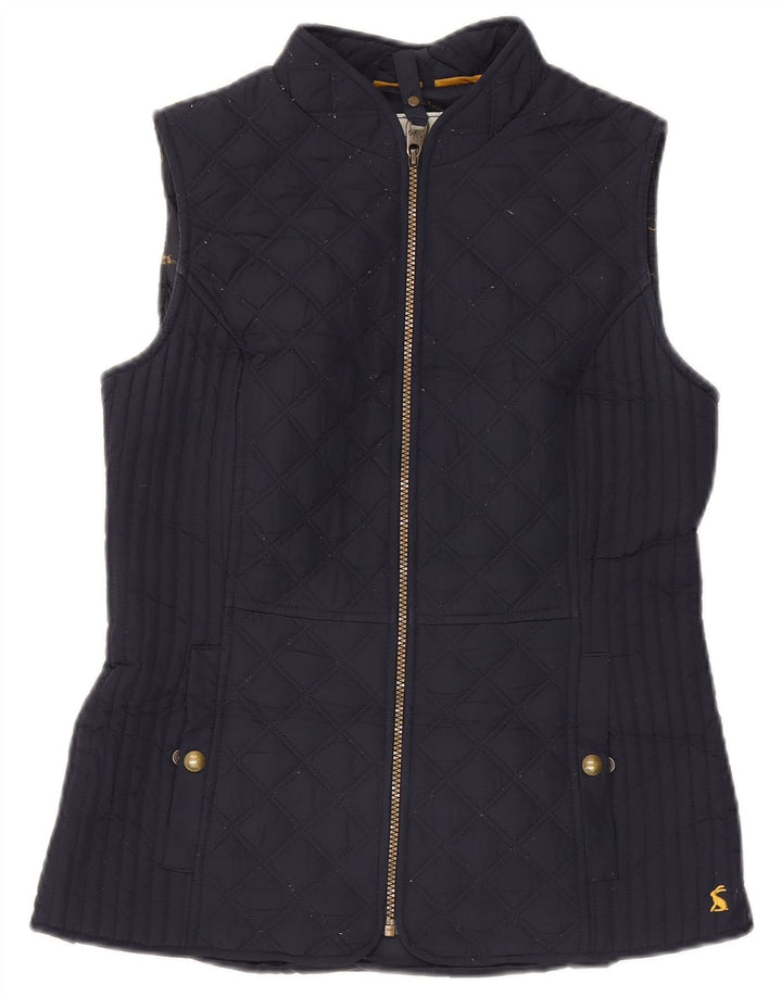 Joules Womens Quilted Gilet UK 10 Small Navy Blue Polyester