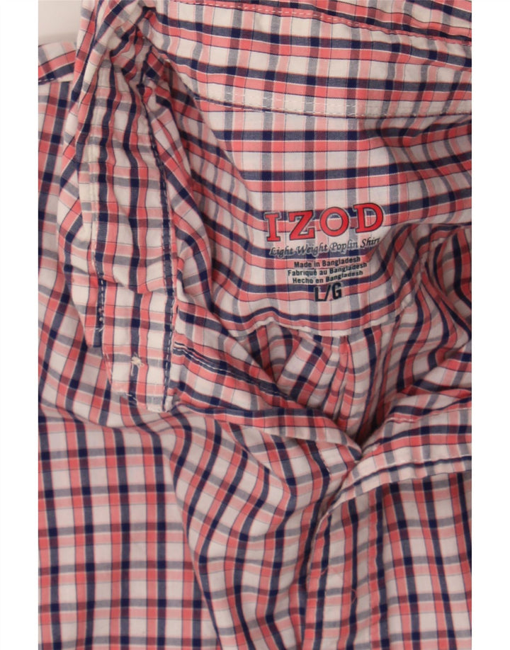 IZOD Mens Short Sleeve Shirt Large Pink Check Cotton Vintage Izod and Second-Hand Izod from Messina Hembry 