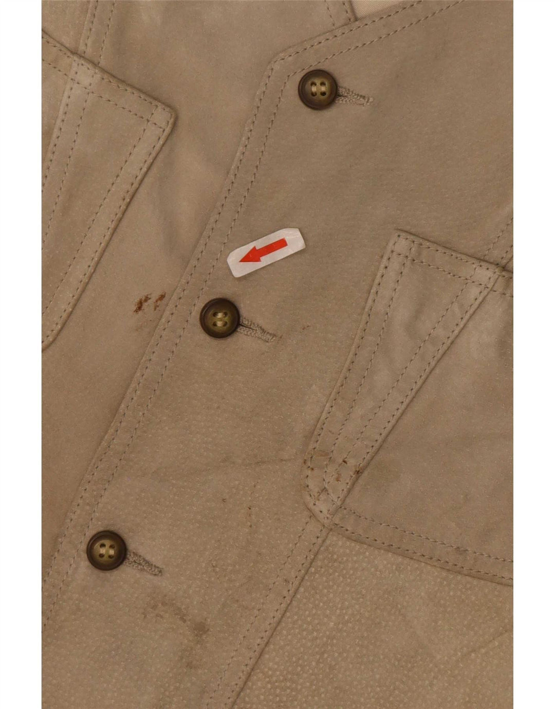vintage Mens Suede Utility Gilet IT 48 Cuir Beige Moyen