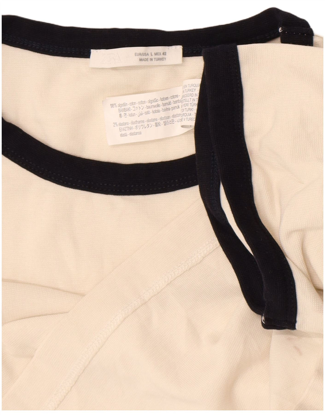 Zara Mens T-Shirt Top Large Off White Cotton