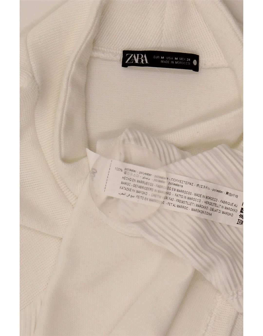 Zara Damen Langarm-Etuikleid UK 14 Mittelweißes Polyester