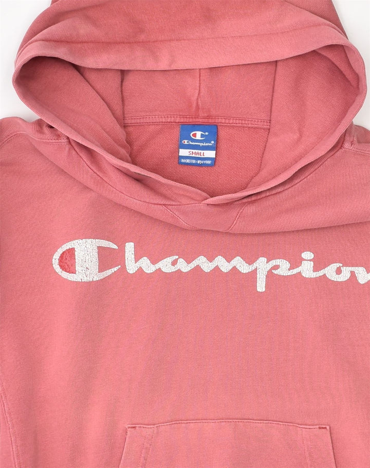 CHAMPION Womens Graphic Hoodie Jumper UK 10 Small Pink Cotton | Vintage Champion | Thrift | Second-Hand Champion | Used Clothing | Messina Hembry 