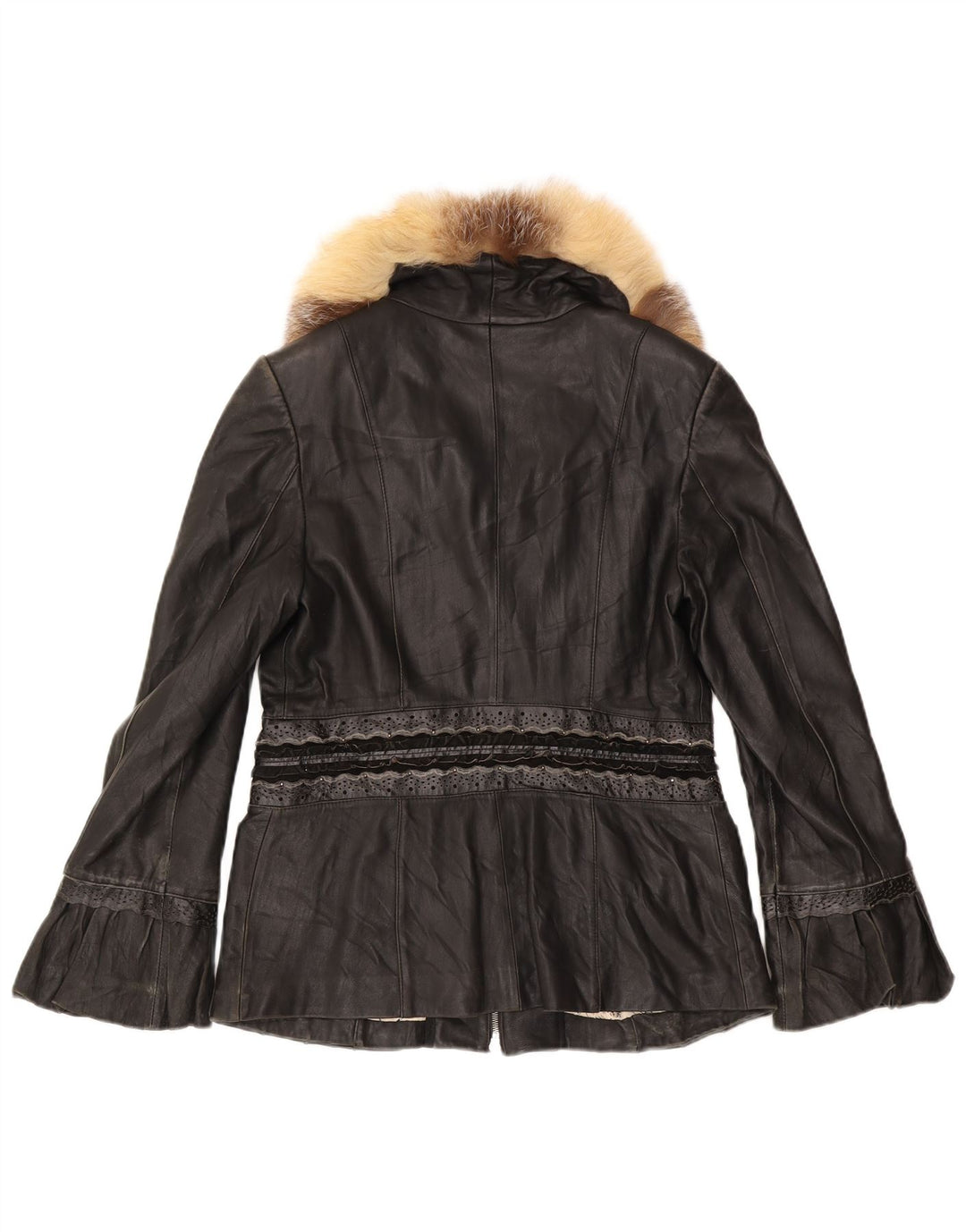 Giacca in pelle vintage da donna UK 12 media nera
