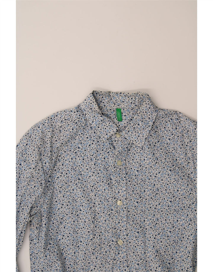 BENETTON Mens Shirt Medium Blue Floral Cotton Vintage Benetton and Second-Hand Benetton from Messina Hembry 
