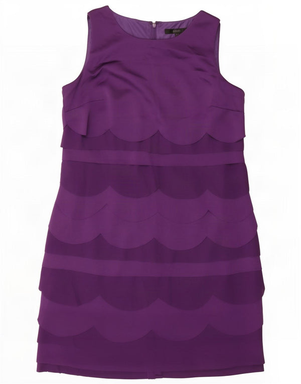Coast Womens Sleeveless Sheath Dress UK 14 Large Purple Striped Acetate