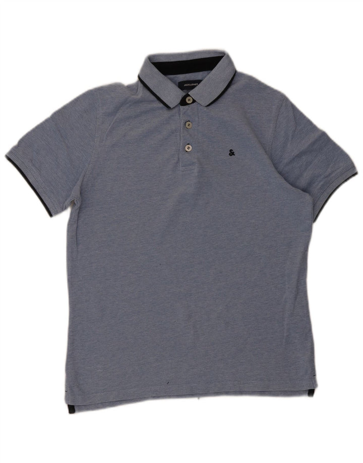 Jack & Jones Mens Polo Shirt Medium Blue Cotton