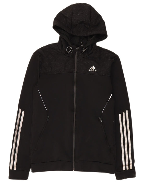 Adidas Męski sweter z kapturem i zamkiem błyskawicznym, mały, czarny poliester