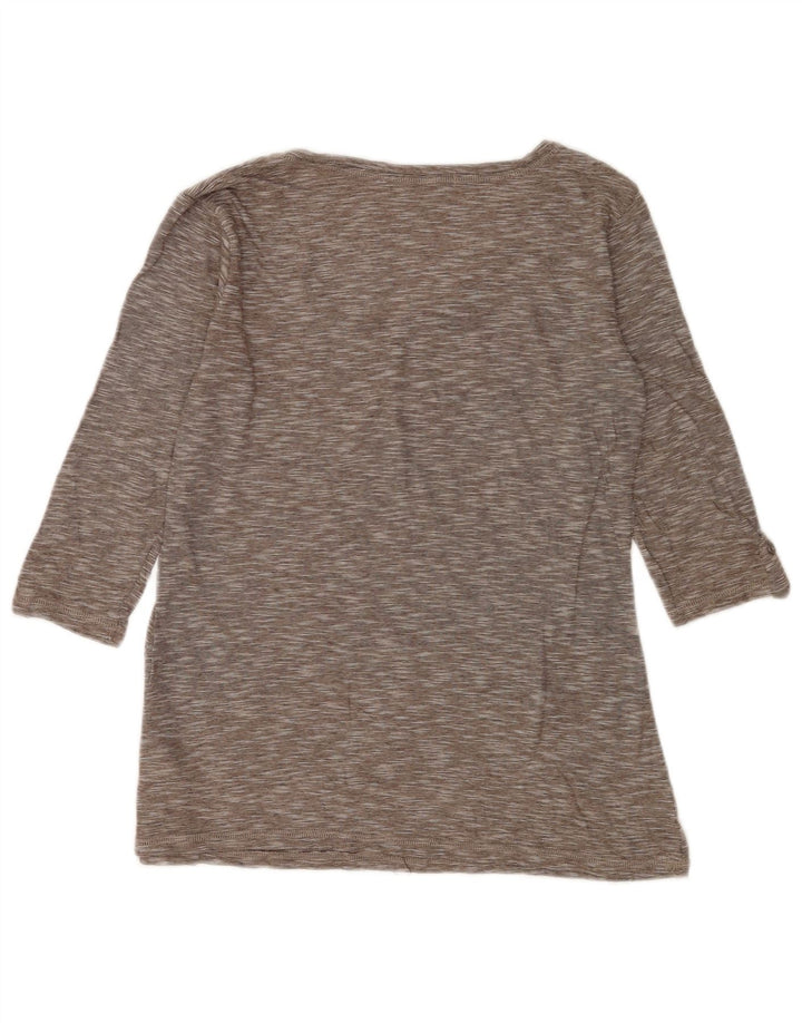 Marks & Spencer Top da donna manica 3/4 UK 12 Cotone screziato grigio medio