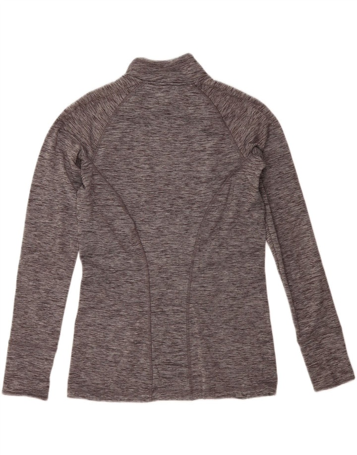EDDIE BAUER Womens Zip Neck Top Long Sleeve UK 12 Medium Grey Flecked Vintage Eddie Bauer and Second-Hand Eddie Bauer from Messina Hembry 