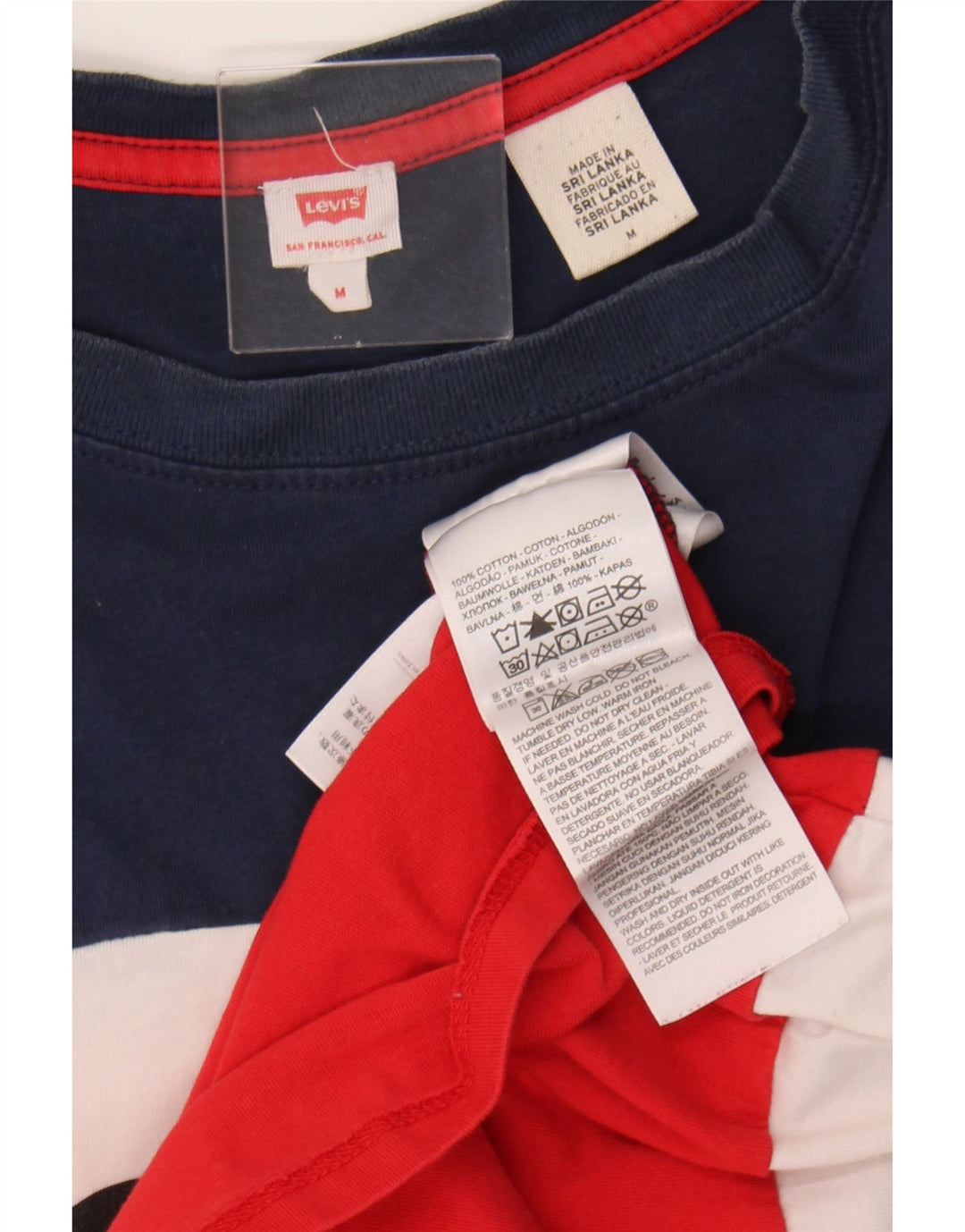 LEVI'S Womens Graphic T-Shirt Top UK 14 Medium Multicoloured Colourblock Vintage Levi's and Second-Hand Levi's from Messina Hembry 