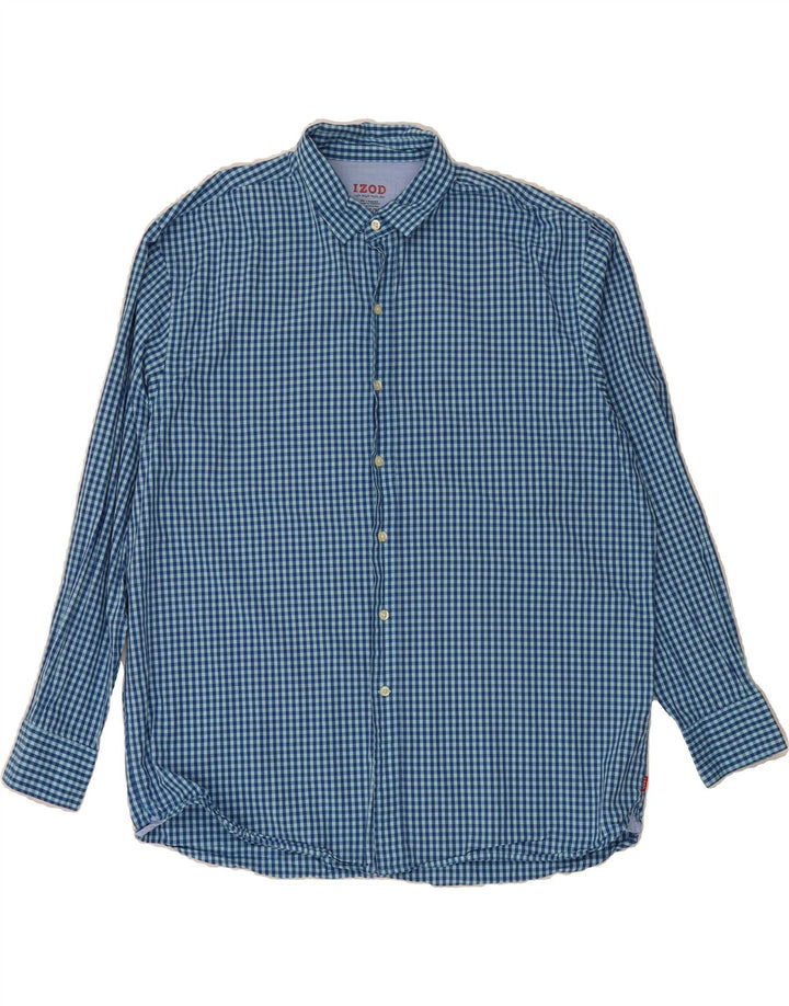 IZOD Mens Big & Tall Shirt XL Blue Gingham Cotton Vintage Izod and Second-Hand Izod from Messina Hembry 