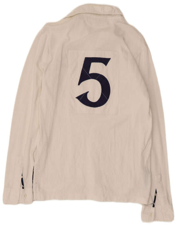 Ralph Lauren Mens Graphic Long Sleeve Rugby Polo Shirt Small White Cotton
