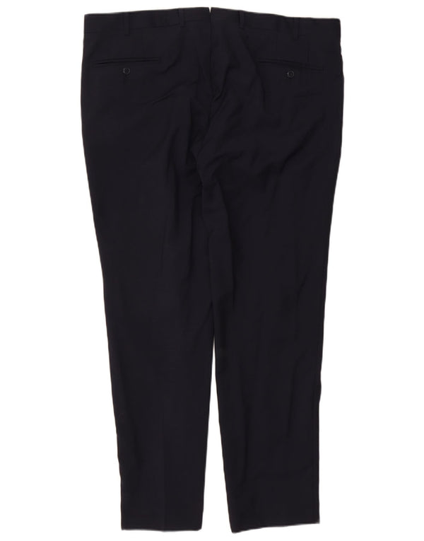 Pantaloni da abito slim vintage da uomo W40 L30 blu navy