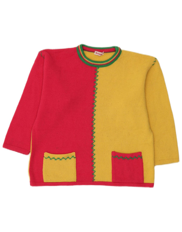 Brummell Damen-Pullover mit Rundhalsausschnitt, UK 12, Mittelgelb, Farbblock