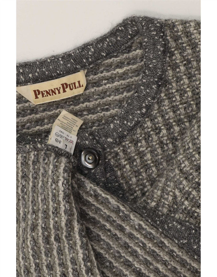 Maglione cardigan da donna Penny Pull UK 16 grande acrilico grigio