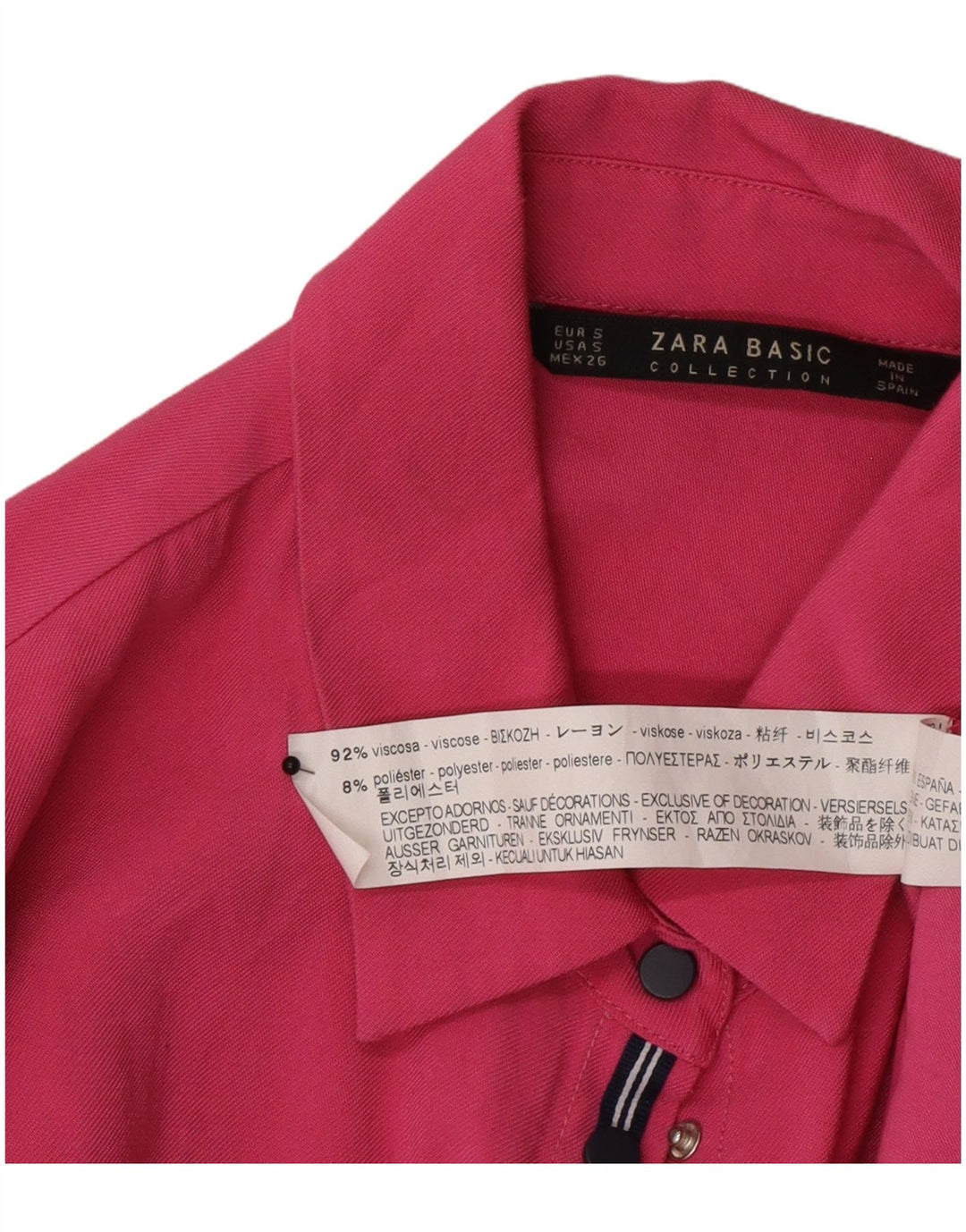 Zara Womens Oversized Shirt Blouse UK 10 Small Pink Viscose