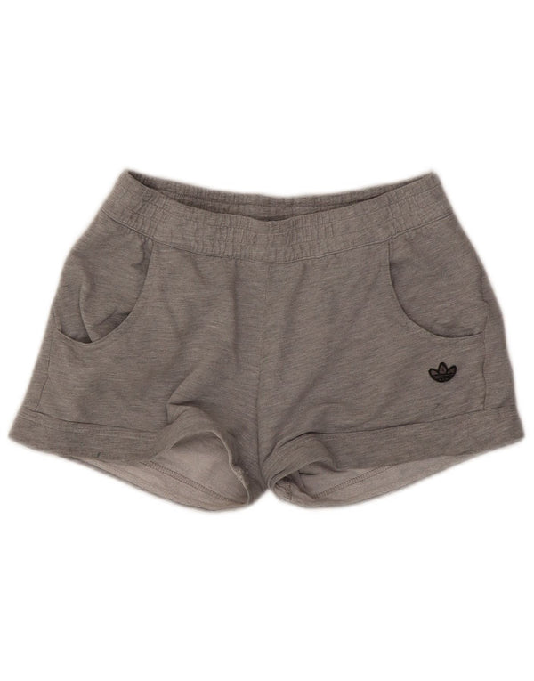 Adidas Womens Sport Shorts UK 12 Medium Grey Cotton