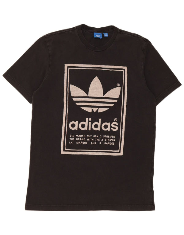 Adidas Mens Graphic T-Shirt Top Medium Black Cotton