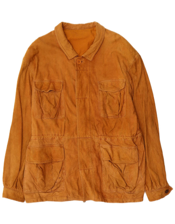 Giacca utility da uomo in pelle scamosciata Diana IT 52 XL in pelle beige
