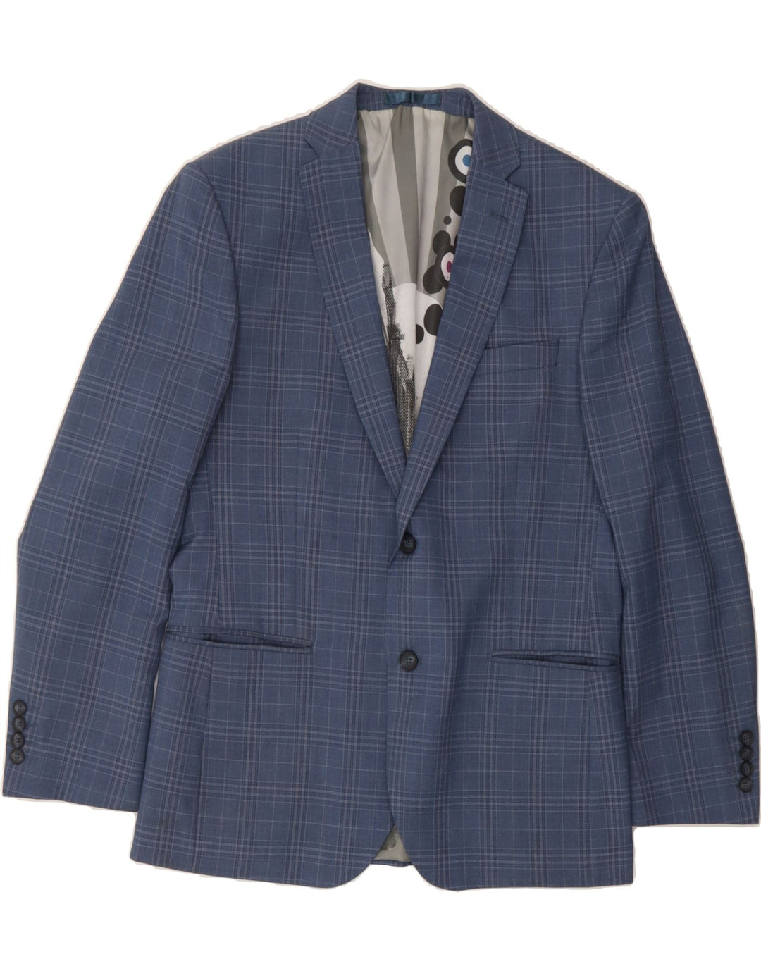 BEN SHERMAN Mens Tailored 2 Button Blazer Jacket UK 40 Large Blue Check Vintage Ben Sherman and Second-Hand Ben Sherman from Messina Hembry 
