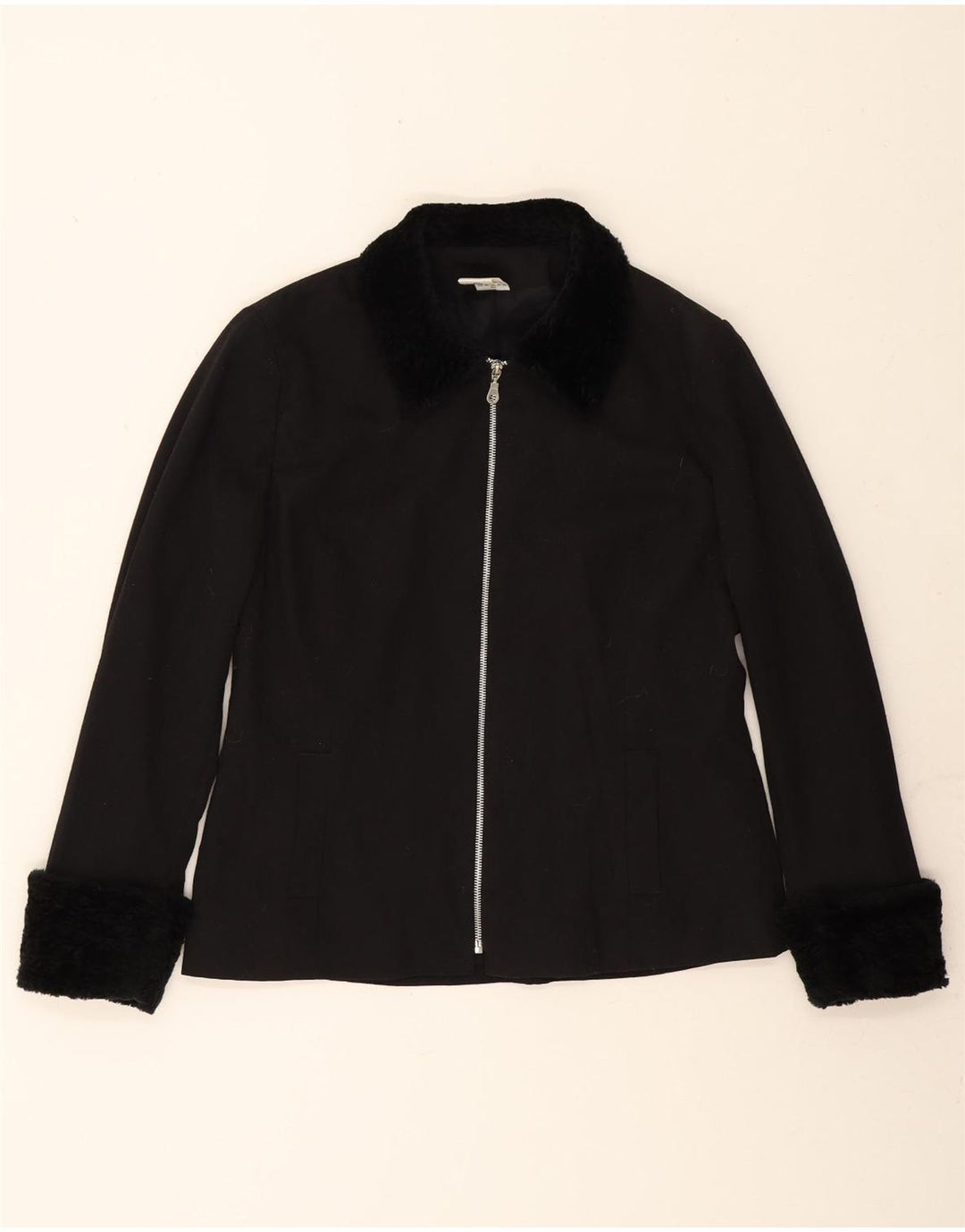 CLOCK HOUSE Womens Bomber Jacket IT 40 Small Black Polyester Vintage CLOCK HOUSE and Second-Hand CLOCK HOUSE from Messina Hembry 