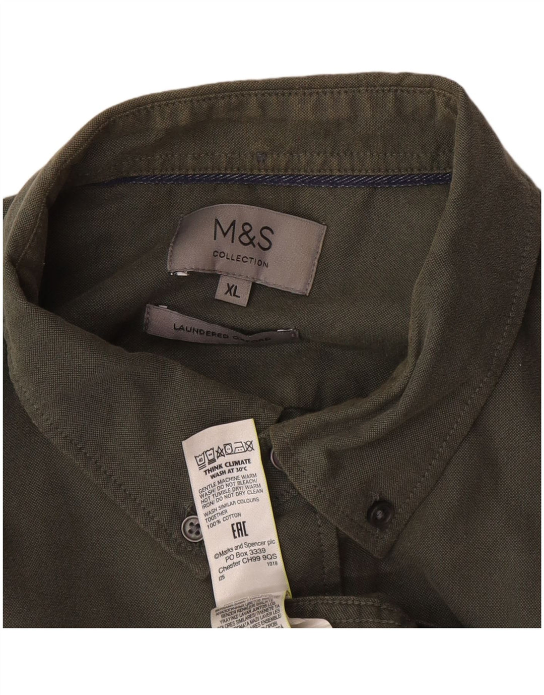 Marks & Spencer Mens Shirt XL Khaki Cotton